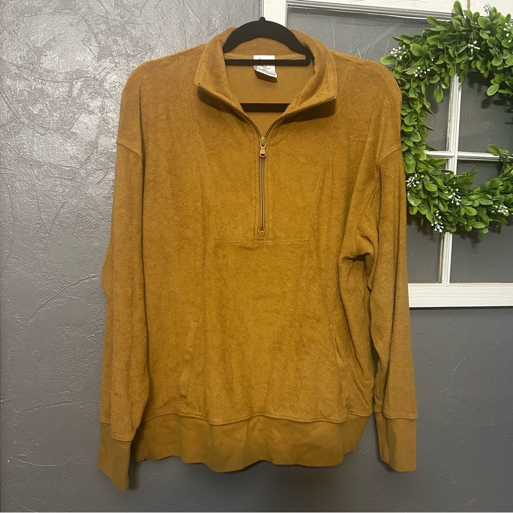 Aerie Offline women’s Medium Quarter-Zip Sweater mustard yellow